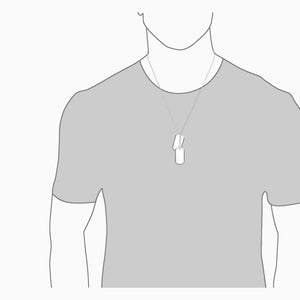 Engravable Men's Raised-Edge Double Sterling Silver Dog Tag Slider Necklace with Ball Chain and Extension Loop - Medium - NSL201028 - Fit Detail