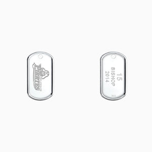 Engravable Mens Medium Raised-Edge Sterling Silver Dog Tag Slider Necklace with Ball Chain - NSL201030 - Custom Engraving on Front and Back