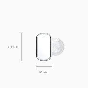 Engravable Mens Medium Raised-Edge Sterling Silver Dog Tag Slider Necklace with Ball Chain - NSL201030 - Size Measurements