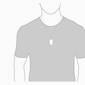 Engravable Mens Large Flat Sterling Silver Dog Tag Necklace with Ball Chain - NSL210110 - Fit Detail