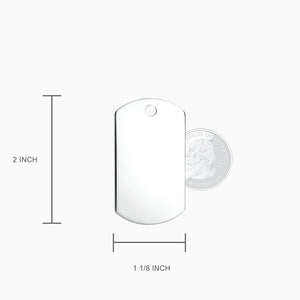 Engravable Men's Large Flat Sterling Silver Dog Tag Slider Necklace with Ball Chain - NSL210111 - Pendant Size Measurements
