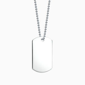 Engravable Men's Large Flat Sterling Silver Dog Tag Slider Necklace with Ball Chain - NSL210111 - Zoom