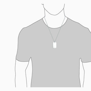 Engravable Men's Flat-Edge Sterling Silver Dog Tag Necklace with Box Link Chain - Large - NSL210512 - Fit Detail