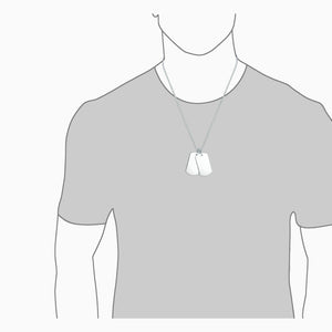 Engravable Men’s Flat-Edge Sterling Silver Double Dog Tag Necklace with Box Link Chain - Large - NSL230907 - Fit Detail