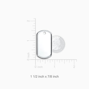 Engravable Men's Raised-Edge Sterling Silver Dog Tag Slider Pendant - Medium - PSL201030 - Size Detail