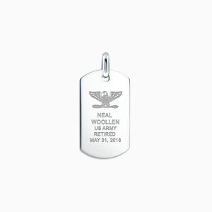 Men's Large Sterling Silver Flat Edge Dog Tag (Engravable) - PSL210110 - Custom Engraved with Artwork