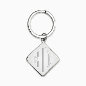 Personalized Sterling Silver Diamond Frame Photo Key Chain - KSL240830 - Back Engraved with Diamond Monogram