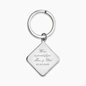 Personalized Sterling Silver Diamond Frame Photo Key Chain - KSL240830 - Back Engraving