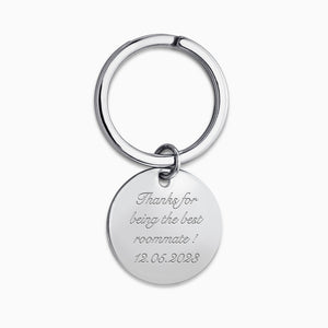 Personalized Sterling Silver Circle Frame Photo Key Chain - KCSL240831 - Engravable with Text on the Back