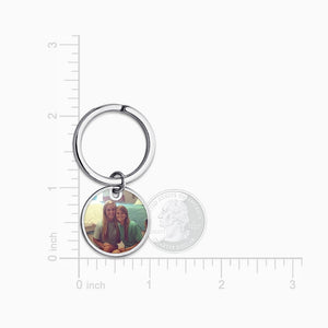 Personalized Sterling Silver Circle Frame Photo Key Chain - KCSL240831 - Size Measurements