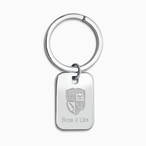 Personalized Sterling Silver Rectangle Frame Photo Key Chain - KCSL240832 - Back Engraved with Highschool Logo and Text