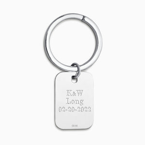 Engravable Sterling Silver Rectangle Tag Keychain - KCSL250224 - Back Engraved Text Inscription