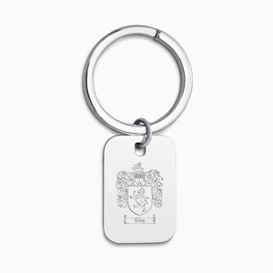 Engravable Sterling Silver Rectangle Tag Keychain - KCSL250224 - Custom Engraved Family Crest