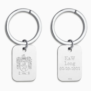 Engravable Sterling Silver Rectangle Tag Keychain - KCSL250224 - Custom Engraved on Front and Back