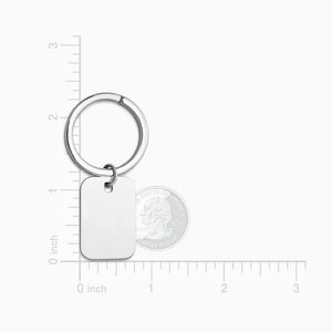 Engravable Sterling Silver Rectangle Tag Keychain - KCSL250224 - Size Measurements
