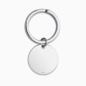 Engravable Sterling Silver Circle Tag Keychain - KCSL250225 - Back