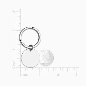 Engravable Sterling Silver Circle Tag Keychain - KCSL250225 - Size measurements