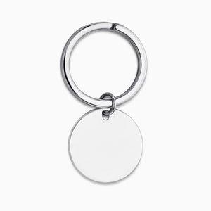 Engravable Sterling Silver Circle Tag Keychain - KCSL250225