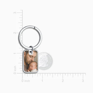 Custom Engraved Baby Footprint Sterling Silver Rectangle Photo Frame Keychain - KCSL250626 - Size Details