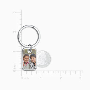 Personalized Sterling Silver Rectangle Frame Photo Key Chain - KCSL240832 - Size Measurements