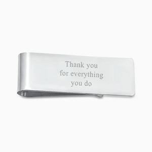 Engravable Classic Sterling Silver Money Clip with Text Engraving  - MSL101114