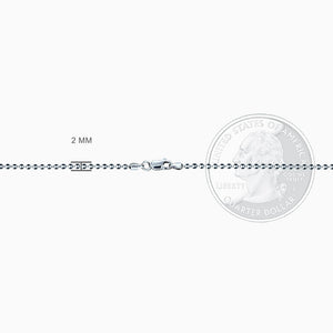 NSL120529 - Engravable Men's Sterling Silver Guitar Pick Necklace with Bead Chain and Extension - Chain and Clasp Detail