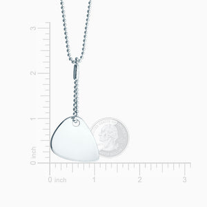 NSL120529 - Engravable Men's Sterling Silver Guitar Pick Necklace with Bead Chain and Extension - Size Measurements