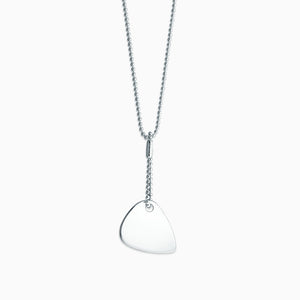NSL120529 - Engravable Men's Sterling Silver Guitar Pick Necklace with Bead Chain and Extension