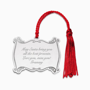Engravable Sterling Silver Christmas Plaque Ornament