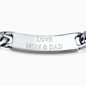 Engravable Mens 400-Gauge Sterling Silver Cuban-Link Graduation ID Bracelet - BSL240429 - Back Engraving Details