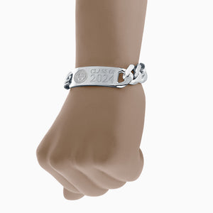 Engravable Mens 400-Gauge Sterling Silver Cuban-Link Graduation ID Bracelet - BSL240429 - Fit Details