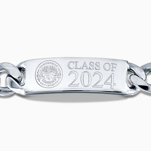 Engravable Mens 400-Gauge Sterling Silver Cuban-Link Graduation ID Bracelet - BSL240429 - Front Engraving Details