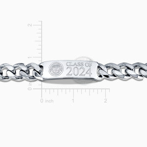 Engravable Mens 400-Gauge Sterling Silver Cuban-Link Graduation ID Bracelet - BSL240429 - Size Details