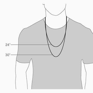 Engravable Men's 14k White Gold Custom Graduation Dog Tag Slider Necklace with Ball Chain - Medium
