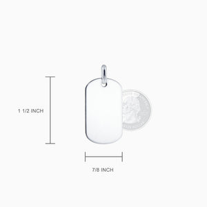 Engravable Men's Sterling Silver Flat Edge Double Dog Tag Necklace - Medium - NSL060801 - Pendant Size Detail