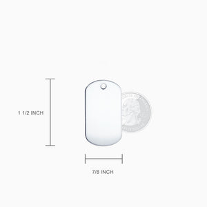 Engravable Men's Medium Sterling Silver Flat Dog Tag Slider Necklace with Ball Chain - NSL201103 - Pendant Size Measurements