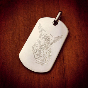 Engravable Men's 14k Yellow Gold Flat-Edge Dog Tag Necklace with Ball Chain - NYG060801 - Custom Engraving