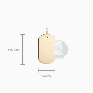 Engravable Men's 14k Yellow Gold Flat-Edge Dog Tag Necklace with Ball Chain - NYG060801 - Pendant Size
