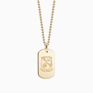 Engravable Men's 14k Yellow Gold Flat-Edge Dog Tag Necklace with Ball Chain - NYG060801 - Front Custom Engraving
