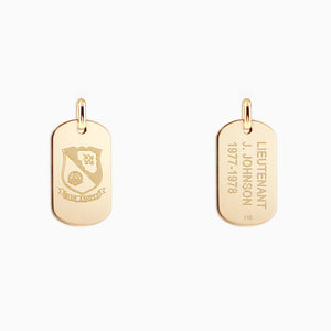 Engravable Men's Flat-Edge 14k Gold Double Dog Tag Necklace with Bead Chain - Medium - NYG0608012 - Front and Back Custom Engraving