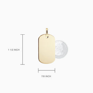 Engravable Men's Medium 14k Yellow Gold Flat-Edge Dog Tag Necklace with Box-Link Chain - NYG060802 - Pendant Size