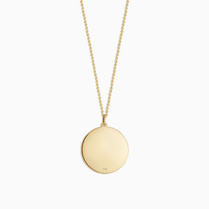 Engravable 1 inch 14k Yellow Gold Disc Charm Necklace with Cable Chain - Back - NYG130421