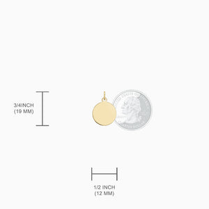 Engravable 1/2 inch 14k Yellow Gold Disc Charm Necklace with Cable Chain - NYG130426 - Size