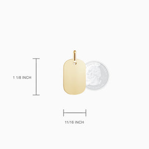 Engravable Men's Small 14k Yellow Gold Flat-Edge Dog Tag Necklace with Ball Chain - NYG130924 - Pendant Size Detail