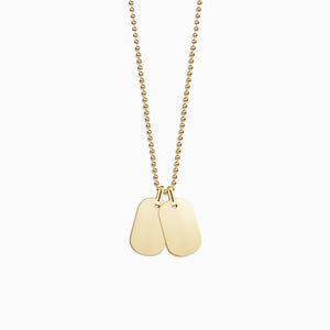Engravable Men's Small 14k Yellow Gold Flat-Edge Double Dog Tag Necklace with Ball Chain - NYG1309242