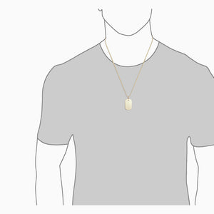 Engravable Men's Small 14k Yellow Gold Flat-Edge Dog Tag Necklace with Box-Link Chain - NYG130925 - Fit Detail