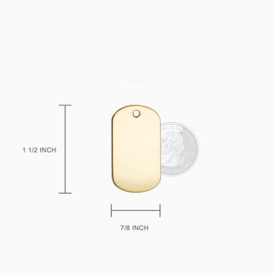 Engravable Men's Flat-Edge 14k Yellow Gold Dog Tag Slider Necklace with Ball Chain - Medium - NYG210604 - Pendant Size