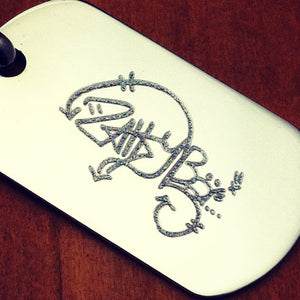 Engravable Men's Medium Sterling Silver Flat Dog Tag Slider Pendant - PSL201003 - Custom Engraved Graffiti Artwork