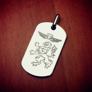 Engravable Men's Flat-Edge 14k White Gold Dog Tag - Medium - PWG060801 - Custom Family Crest