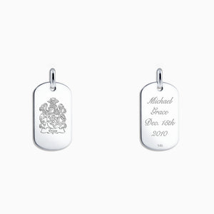Engravable Men's Flat-Edge 14k White Gold Dog Tag - Medium - PWG060801 - Front and Back Engraving